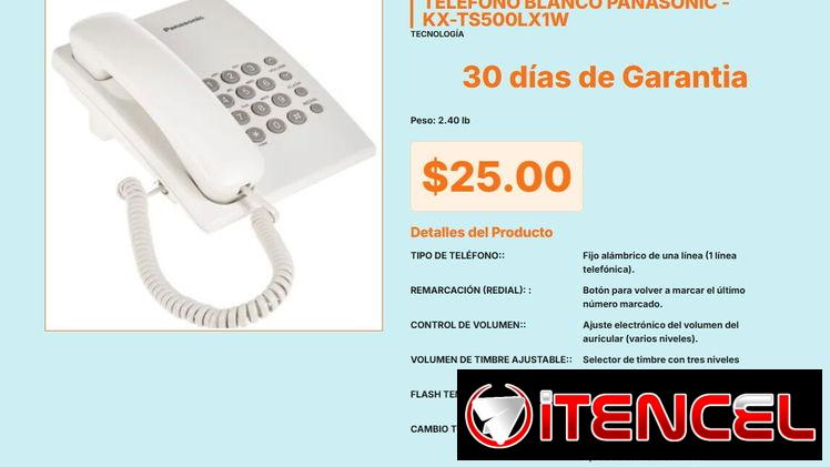 Panasonic KX-TS500LX1W Ajuste Electrónico Volumen, Teléfono Blanco Panasonic KX-TS500LX1W Alámbrico VPT#-0477