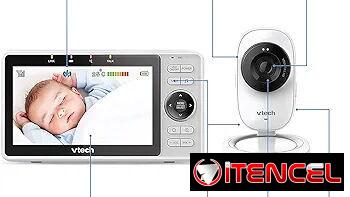 Cámara y Pantalla de bebé inteligente con pantalla de 5″, resolución 1080p, Wi-Fi, acceso remoto, visión nocturna