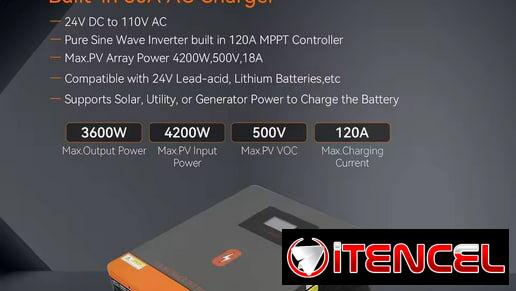 Inversor Solar Híbrido PowMr 3.6KW 24V MPPT 120AInversor Solar Híbrido PowMr 3.6KW 24V MPPT 120A