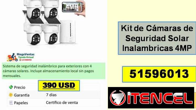 Kit de Cámaras de Seguridad Solar Inalambricas 4MP…390 USD…51596013….Mensajeria Costo Adicional