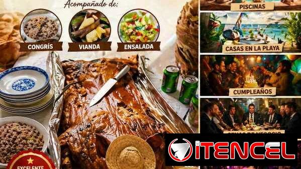 Cerdo asado entero y piernas