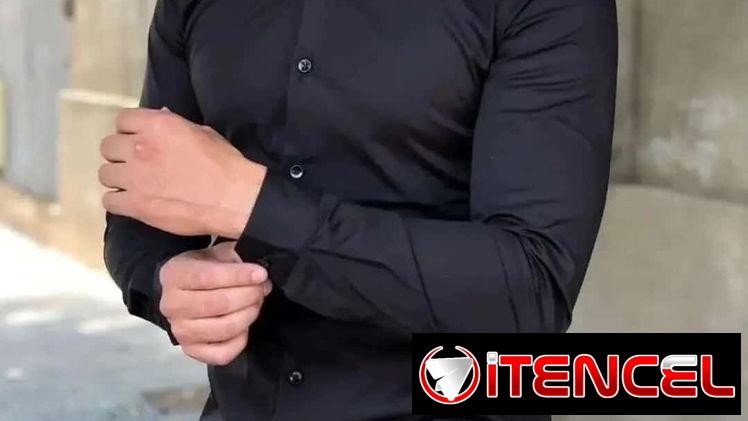 Camisas negra  de vestir de mangas largas 58547627