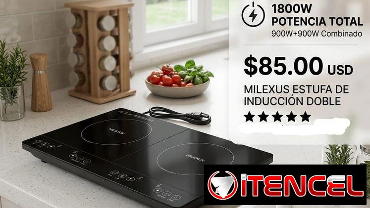 ESTUFA DE INDUCCIÓN DOBLE MILEXUS 1800W (GARANTÍA DE 30 DÍAS -MENSAJERIA 1 O 2 USD SEGÚN DONDE VIVA)