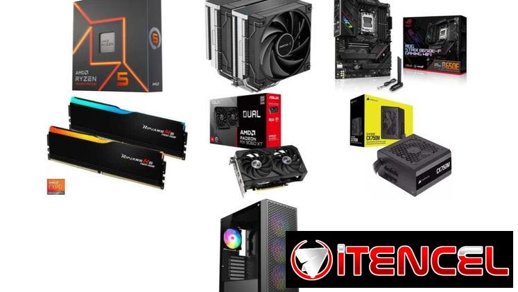 GAMER PC KIT 🤩 RX 9060 XT 8GB – 5 7600X – Asus ROG Strix B650E-F Gaming Wifi – 32GB RGB – 750W ✅0km