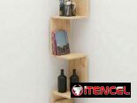 Mueble esquinero para cuartos y salas, ideal para adornos, libros y útiles escolares. Diseño en zigzag