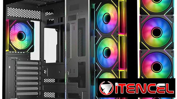 Chasis Gaming Semi panorámico DIYPC ARGB-N3-BK + 4 fanes ARGB 120mm, NUEVO en caja