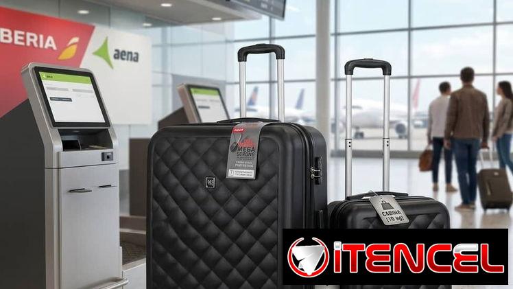 Maletas de 32kg (de las más grandes) y de 10kg (la de llevar por arriba en el avión)