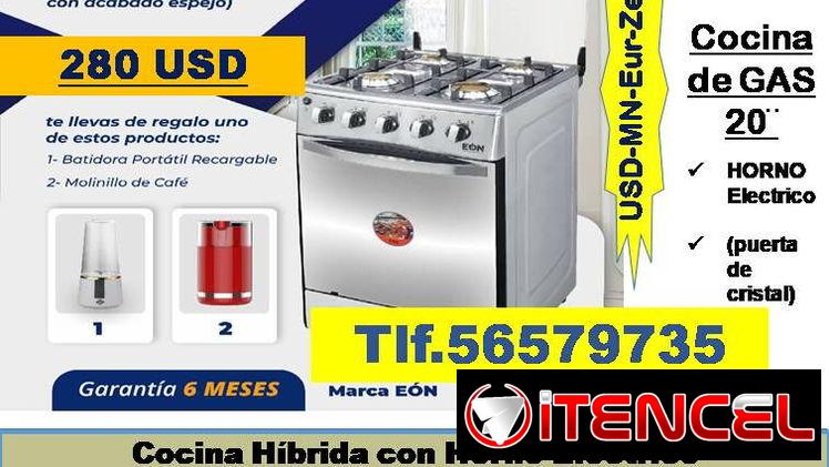 COCINA GAS HIBRIDA C/Horno Elec..tlf 56579735/(USD-MN-Eur-Zelle)/Recogida en Marianao/Garantía 6m/Tpte (Costo Adicional)