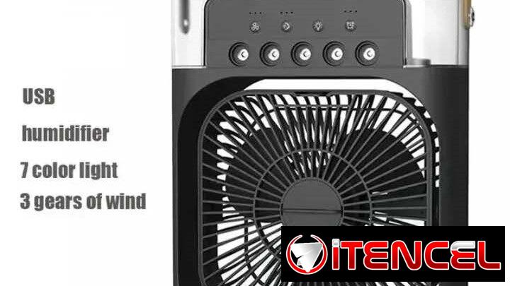 Ventilador-enfriador-humidificador de aire. Incluye el cable y cargador USB