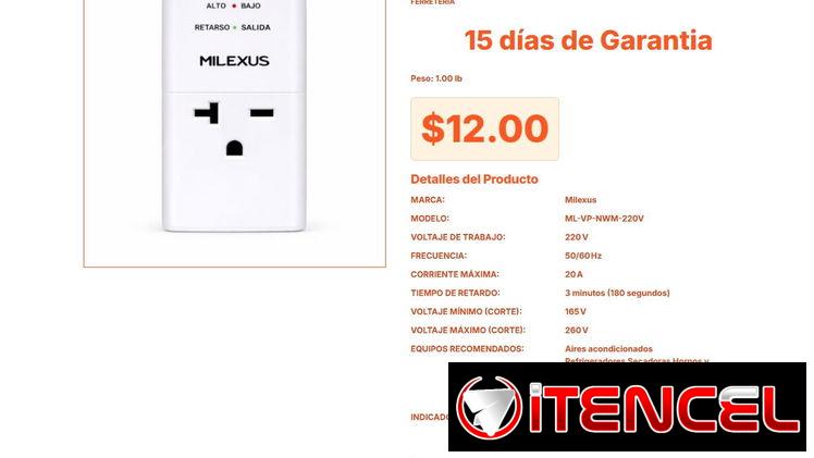 Protector Milexus para Equipos Eléctricos en General 20A 220V VPT#-0255