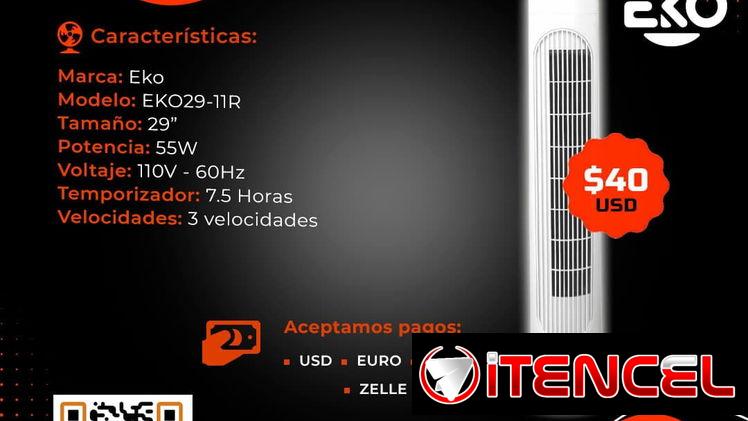 🔰 40 USD 🔰 VENTILADOR DE TORRE MARCA  EKO TAMAÑO 29″. MENSAJERÍA CON FACTURA Y GARANTÍA. TLF 44833699