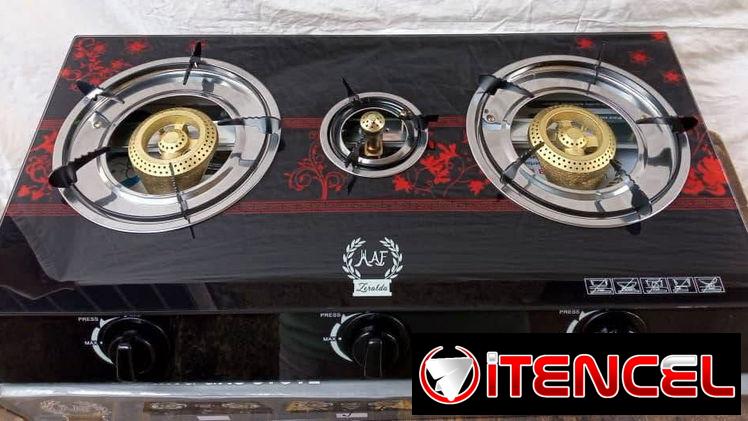 Cocina de gas MAF de cristal templado 3 hornillas con magneto (mw)