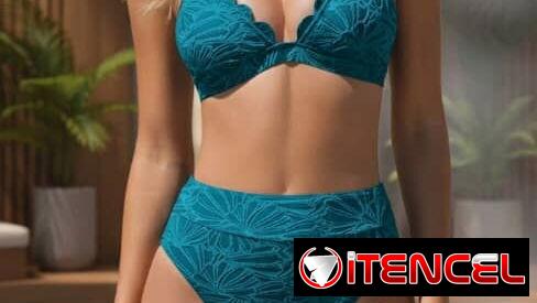 Bikini Verde de talle alto con Textura (Talla M) — 18 USD