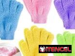 Guantes exfoliantes para bañarse el cuerpo. El par