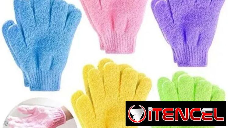 Guantes exfoliantes para bañarse el cuerpo. El par