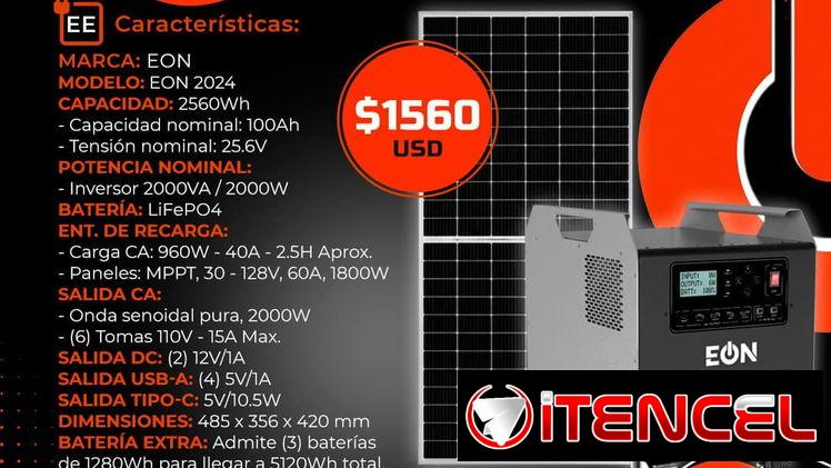 ☀️INCLUYE PANEL.S DE 545-600W ESTACION EON INVERSOR 2000W – 2560WH. MENSAJERÍA CON FACTURA Y GARANTÍA. TLF 54833699