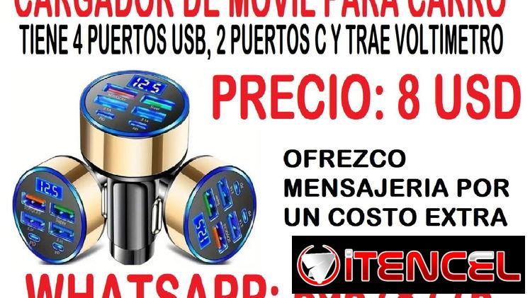 EL SUPER CARGADOR DE CARRO PARA MOVIL. NO TE QUEDES SIN CARGA EN EL MOVIL. MENSAJERIA ADICIONAL