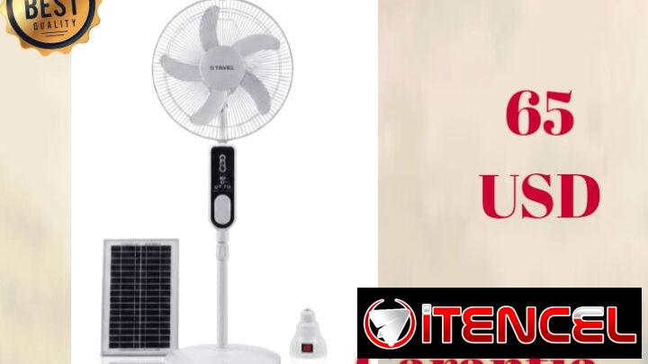 Ventilador recargable+panel solar+bombillo
