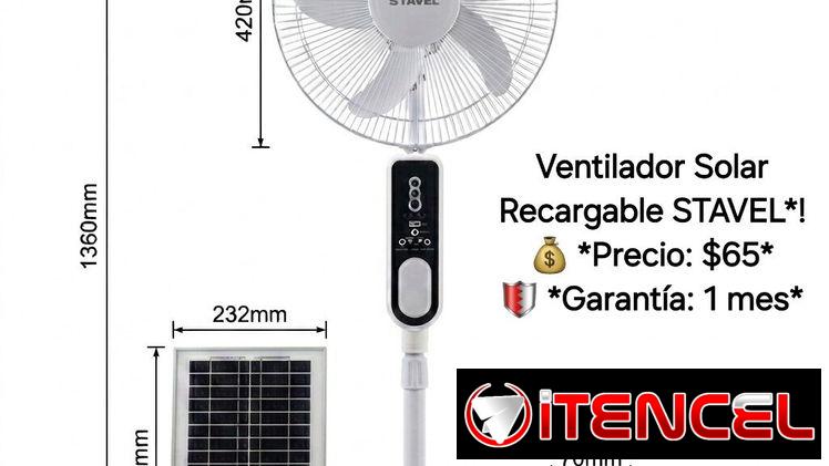 58296067  *Ventilador Solar Recargable STAVEL*! 💰 *Precio: $65* 🛡️ *Garantía: 1 mes*