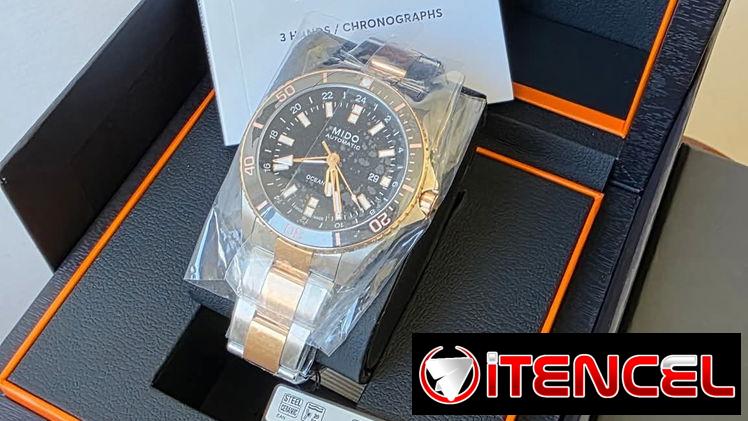 🇨🇭  ¡ estreno ! 🇨🇭 mido ocean star gmt automático swiss made plateado con detalles dorado