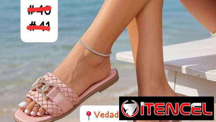 SANDALIAS DE MUJER MODELO TRENZADA CON ADORNO TRES CADENAS DORADAS COLOR ROSA VIEJO