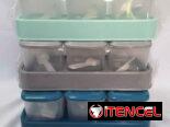 Condimenteros con base y cucharita (set de 3)