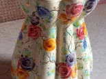 Búcaro antiguo de porcelana italiana pintado a mano, marca Deruta.