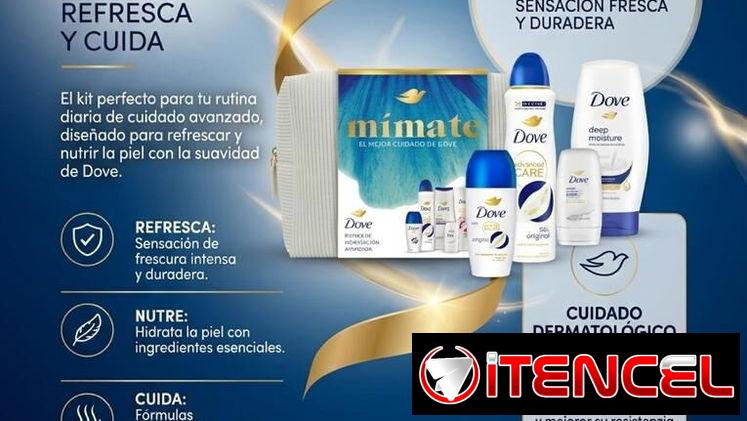 Dove kit de cuidado corporal 3 productos 1 mini más neceser incluido