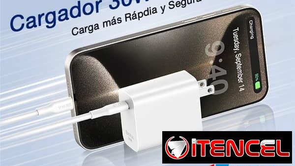 1 HORA Cargador PD 30W MAX y Cable Tipo C 3A
