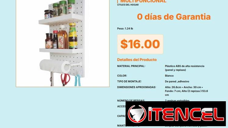 Organizador de Pared Multifuncional de 1.24 lb con Soportes de Pared Adhesivos VPT#-0442