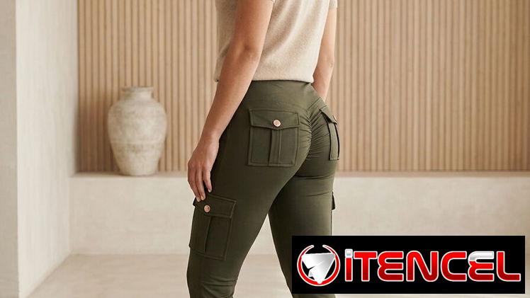 Leggings Estilo Cargo con Efecto Push-Up – Verde Oliva Talla S 18