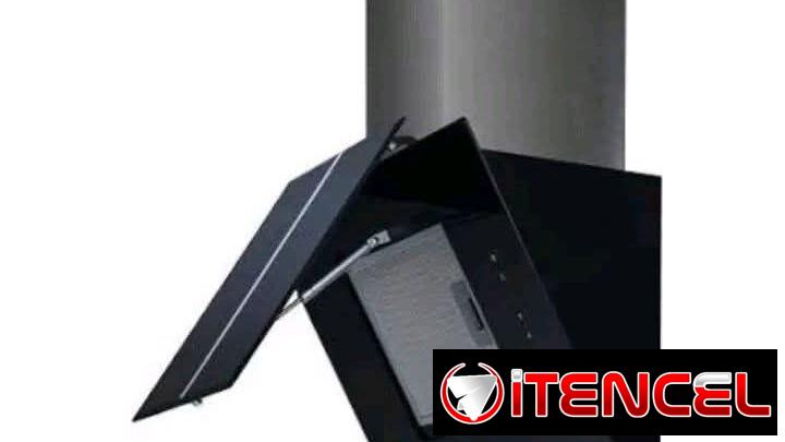 Extractor de grasa de 60 cm marca Drija vidrio negro 2 bombillos LED bordes de acero chimenea panel digital filtro impor