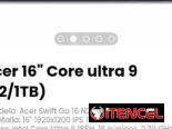 Acer 16″ Core ultra 9 (32/1TB). Modelo: Acer Swift Go 16 N24H2
