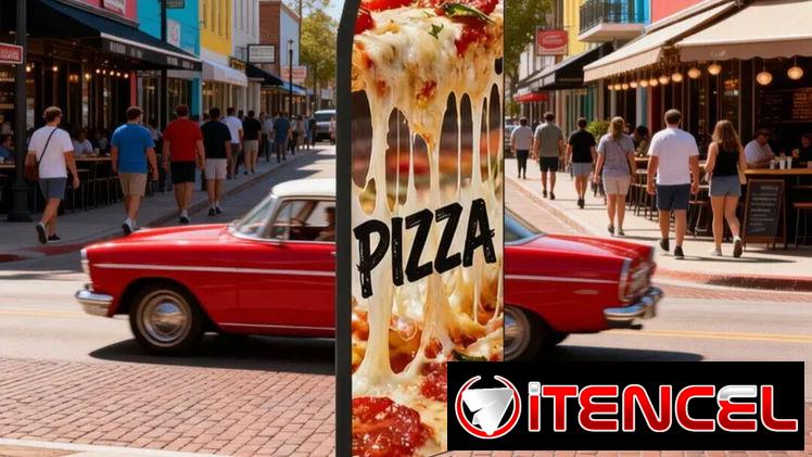 BANDEROLA indicativo de expendio de pizzas.