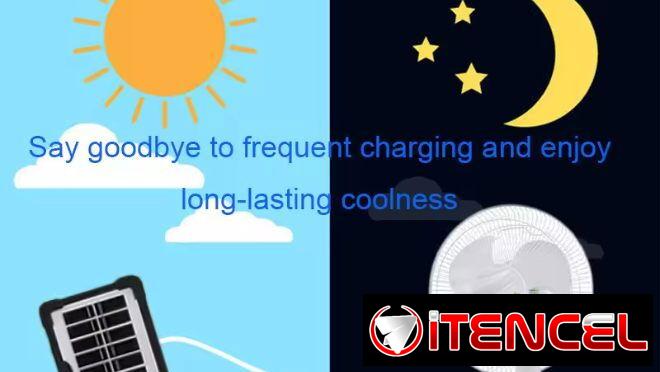 Ventilador Recargable son de baterías🔋Lithium el Kit completo (Ventilador + 2 Bombillos + Panel Solar)