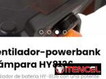 Ventilador-powerbank +lámpara HY8136.Ventilador de batería HY-8136 con una potente batería recargable de 20000 mAh