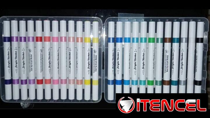 Marcadores de acrilico doble puntas, 24pcs