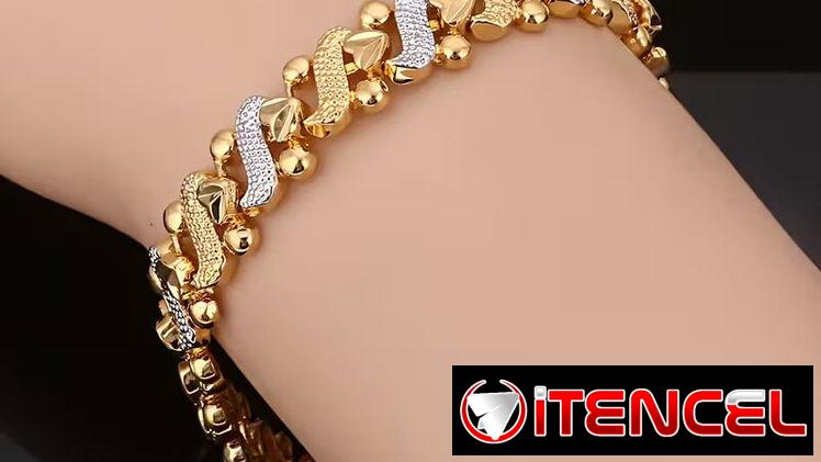 Manilla de mujer chapada en oro de 24 k, elegante para uso diario