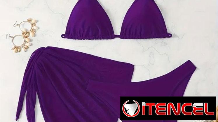 Bikini de tres piezas morado talla M