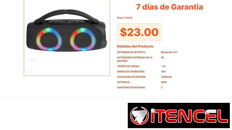 Bocina Bluetooth Booms Box 3 Mini con Batería de 1200mAh por $23 VPT#-0043