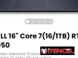 DELL 16″ Core 7(16/1TB) RTX 5050. Modelo: Alienware 16 Aurora AC16250
