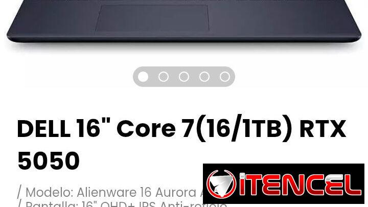 DELL 16″ Core 7(16/1TB) RTX 5050. Modelo: Alienware 16 Aurora AC16250