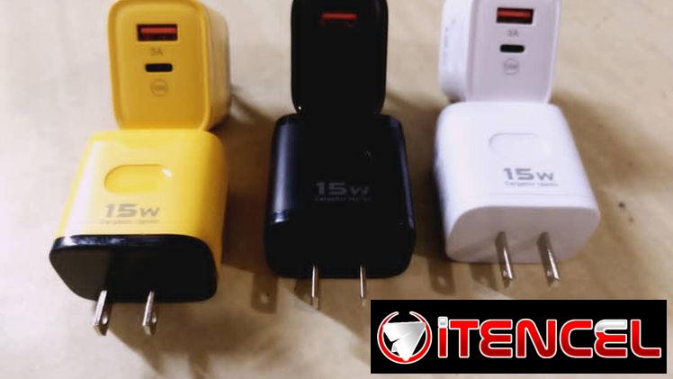 Cargadores sueltos de carga rápida 15W y 3A, con ambos puertos (USB y C)  Precio: 1700 mn