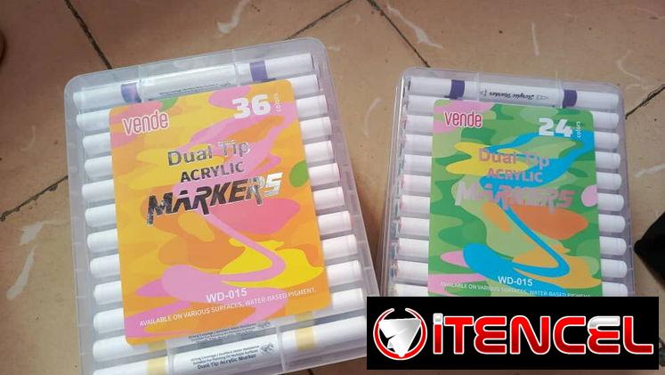 Plumones acrílicos doble punta originales NUEVOS SELLADOS