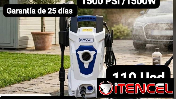 HIDROLAVADORA DE ALTA PRESIÓN ROYAL 1500 PSI/1500W, Garantía de 25 días, Entrega por un mínimo costo adicional Habana