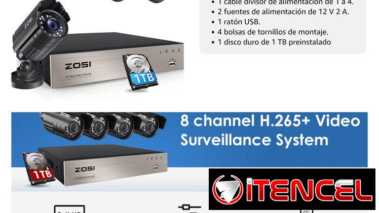 Sistema de cámaras Zosi 4 cámaras y de 8 cámaras nuevos en su caja con sus accesorios, disco de 1TB