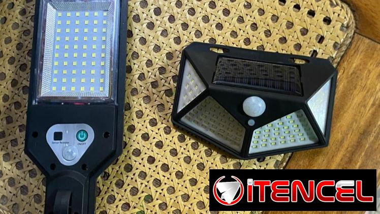 Reflectores LED para exterior, con sensor de movimiento y panel solar
