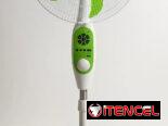 Ventilador de pie recargable de 16″ con altavoz(musica x Bluetooth), radio, panel solar, 2 bombillos, mando a distancia