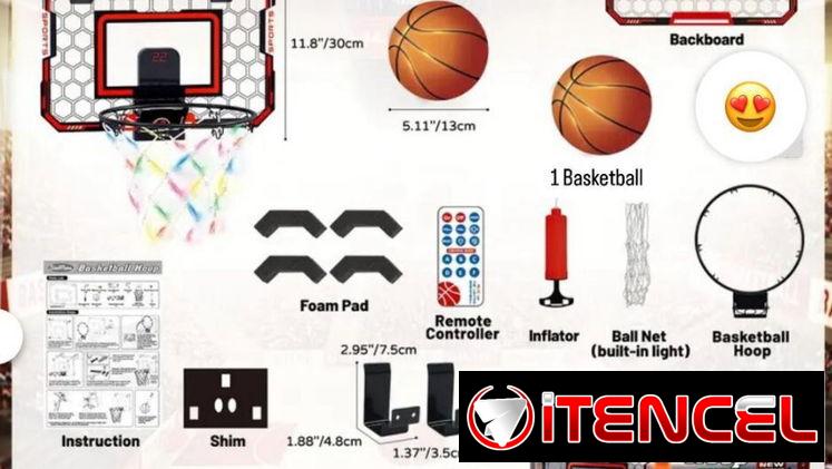 Mini aro de baloncesto LED con control remoto – Diversión deportiva en casa
