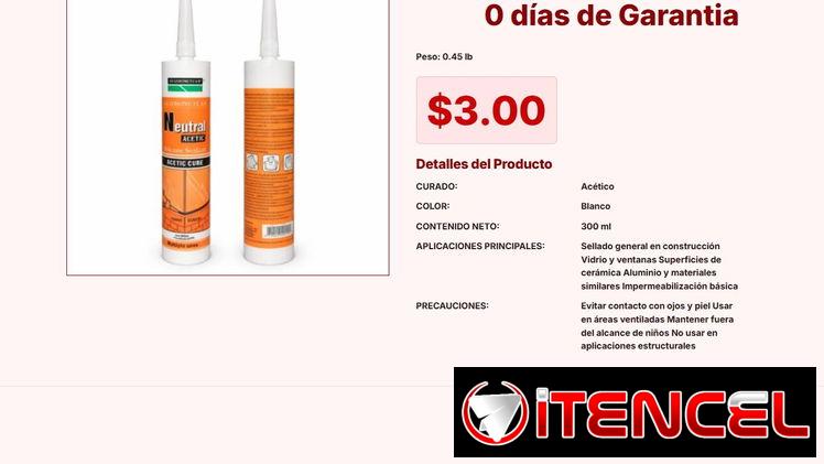 Silicona Blanca Acética 300 ml para Construcción y Juntas por $3.00 VPT#-0284